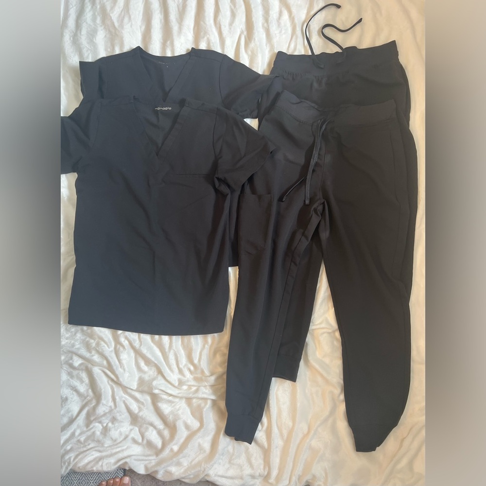 Mandala Black Joggers Scrub sets for Women
